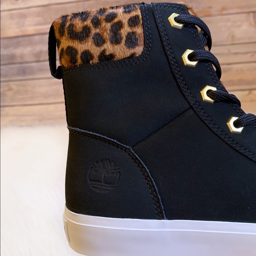 Timberland Black and Leopard Lace Up Boots - Picture 4 of 6